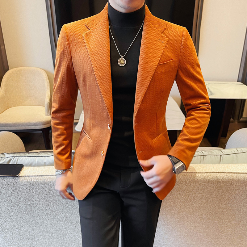 Corduroy férfi téli slim-fit zakó, egyszínű