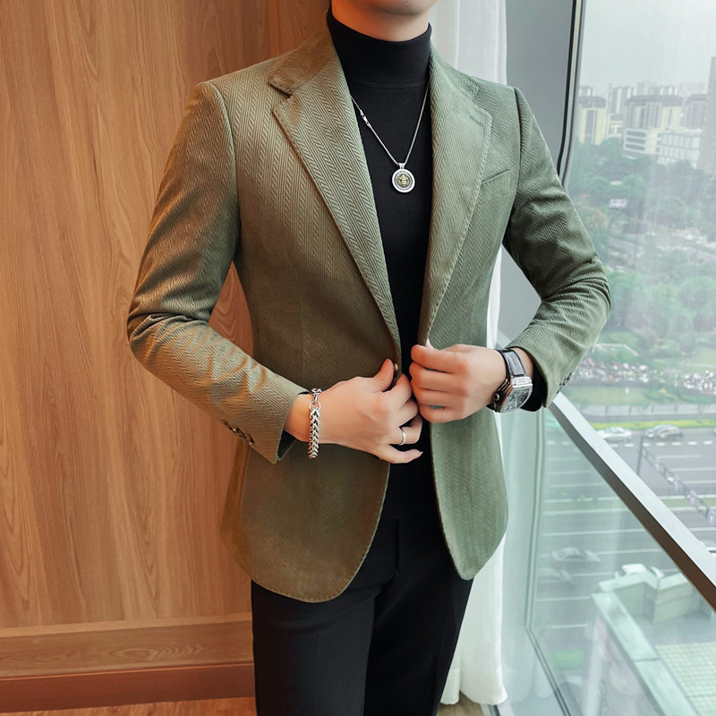 Corduroy férfi téli slim-fit zakó, egyszínű