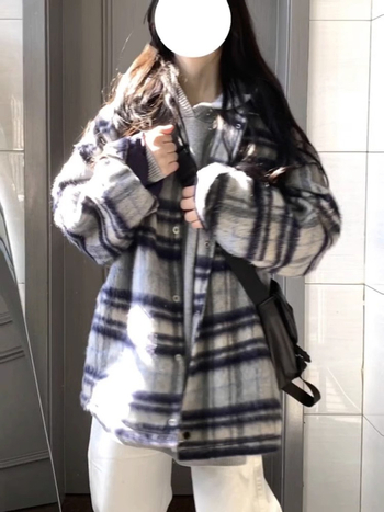 Női kockás gyapjú dzseki, őszi–téli 2024, amerikai retro street style, kiváló minőségű külső ruházat