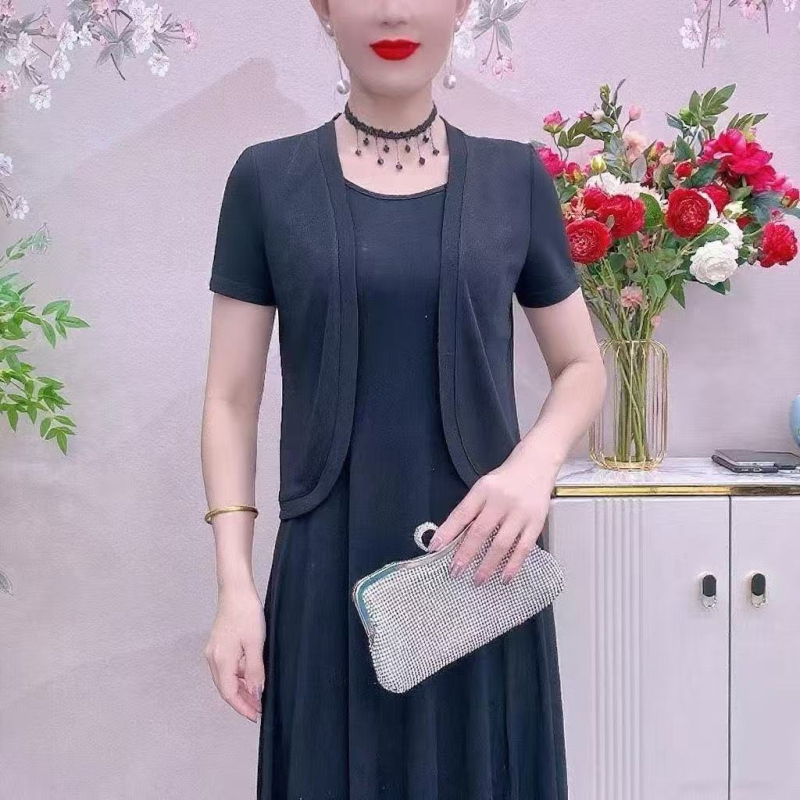 Elegáns női nyári rövid kardigán sállal, vékony ice silk rib anyagból