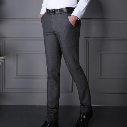 Pantaloni bărbați de toamnă, fără călcare, croiți Slim-Fit, drepti, stil de afaceri