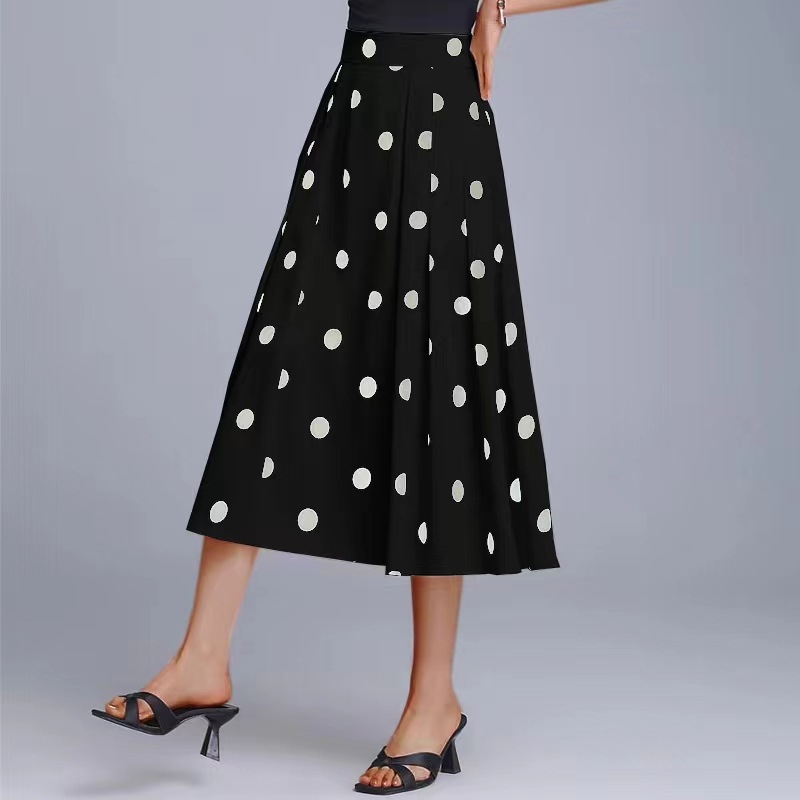 Új 2025 tavaszi elegáns patchwork spandex midi szoknya nőknek, A-vonal