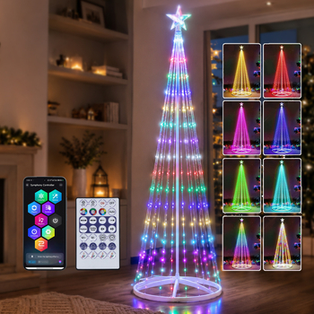 RGB LED kúpos karácsonyfára – alkalmazásos és távirányítós vezérlés, DIY többfunkciós hangulatvilágítás