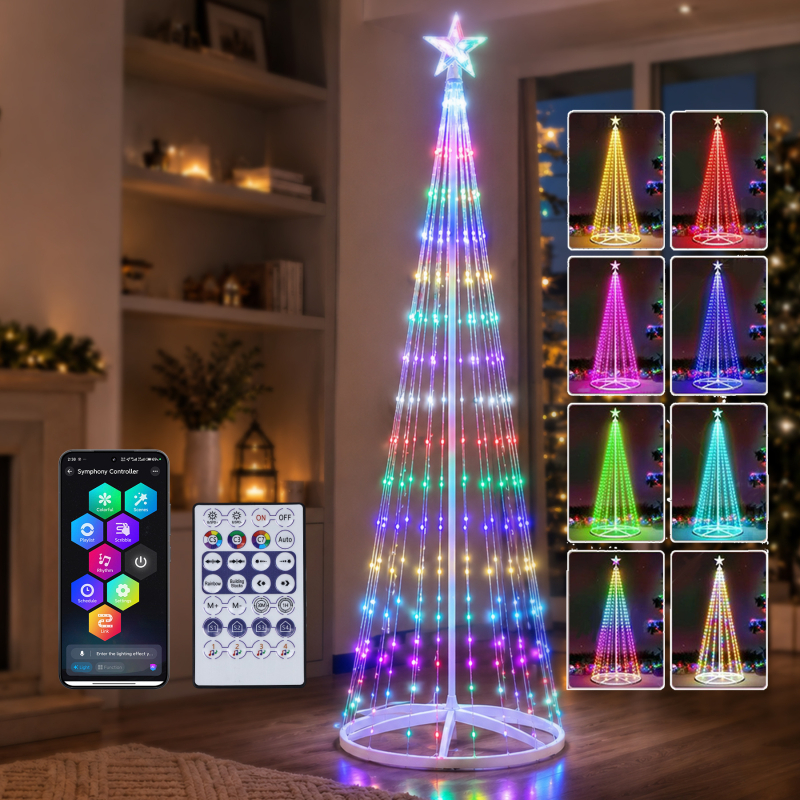RGB LED kúpos karácsonyfára – alkalmazásos és távirányítós vezérlés, DIY többfunkciós hangulatvilágítás