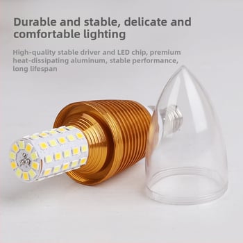 LED крушка с форма на свещ и база E14, жълта топла светлина, кристална полилей лампа, енергоспестяваща малка лампа