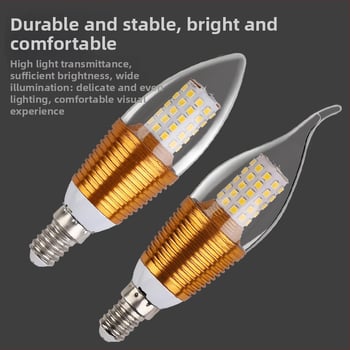LED крушка с форма на свещ и база E14, жълта топла светлина, кристална полилей лампа, енергоспестяваща малка лампа