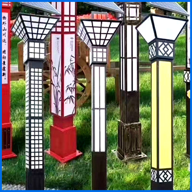 Kültéri ultra fényes LED utcai lámpa, 3–4 m magas, 50W napelemes, négyzet alakú tájvilágításoszlop