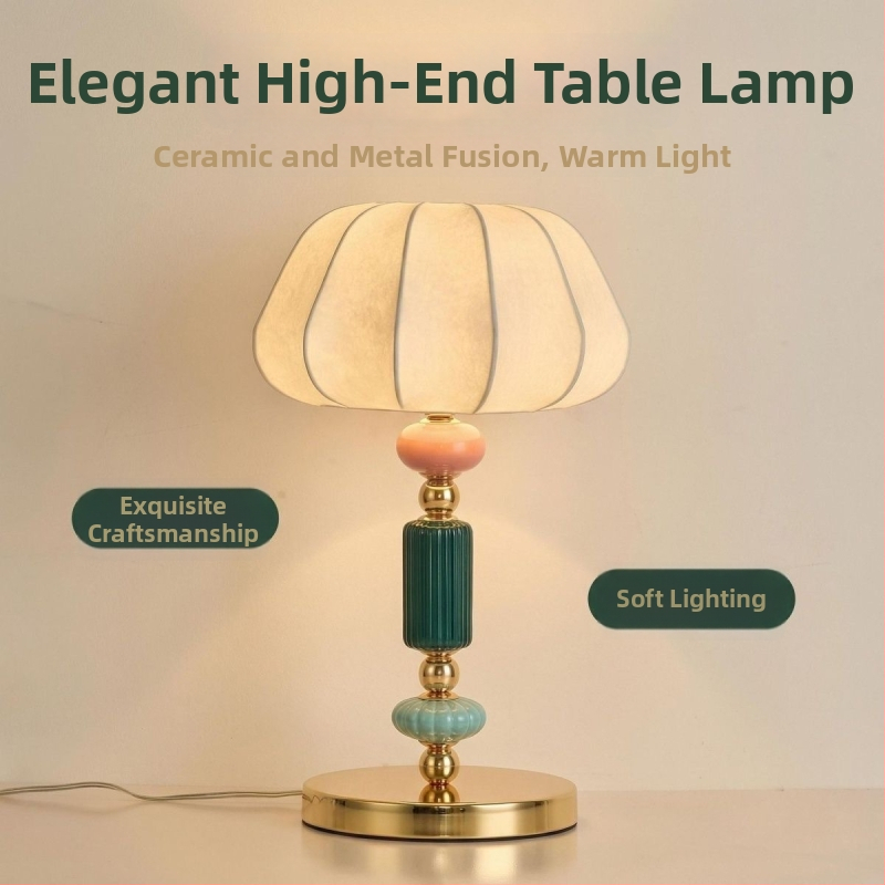 Stojaca lampa vo francúzskom štýle s látkovým tienidlom, retro osvetlenie Wabi-Sabi do obývačky a spálne