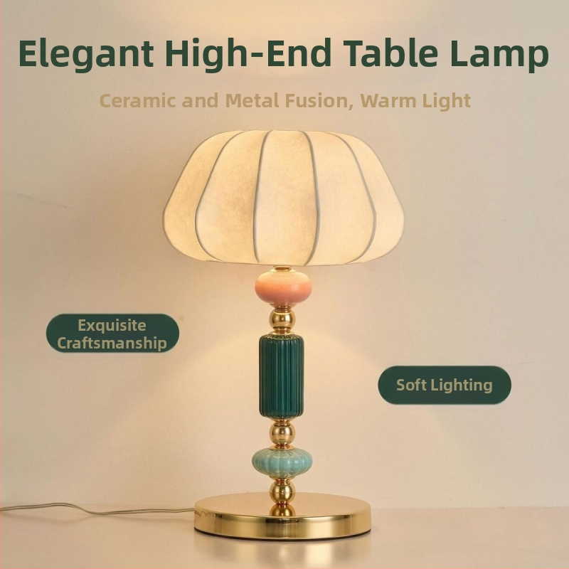 Stojaca lampa vo francúzskom štýle s látkovým tienidlom, retro osvetlenie Wabi-Sabi do obývačky a spálne