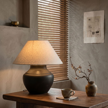 Stolová lampa z keramickej nádoby Wabi-Sabi, luxusná nočná lampa inšpirovaná zenovým štýlom do spálne, retro dekorácia obývačky