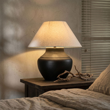 Stolová lampa z keramickej nádoby Wabi-Sabi, luxusná nočná lampa inšpirovaná zenovým štýlom do spálne, retro dekorácia obývačky
