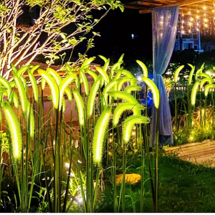 LED kültéri talajfény mű fűvel, amely imitálja a róka farkát, vízálló tájvilágítás