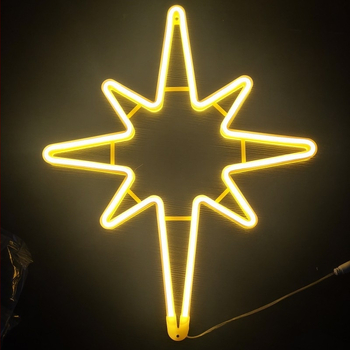 Polaris LED Νέον Φως — εξωτερικός διακοσμητικός λαμπτήρας, κρεμαστή λάμπα με οκτακτινο αστέρι για χριστουγεννιάτικη βραδιά