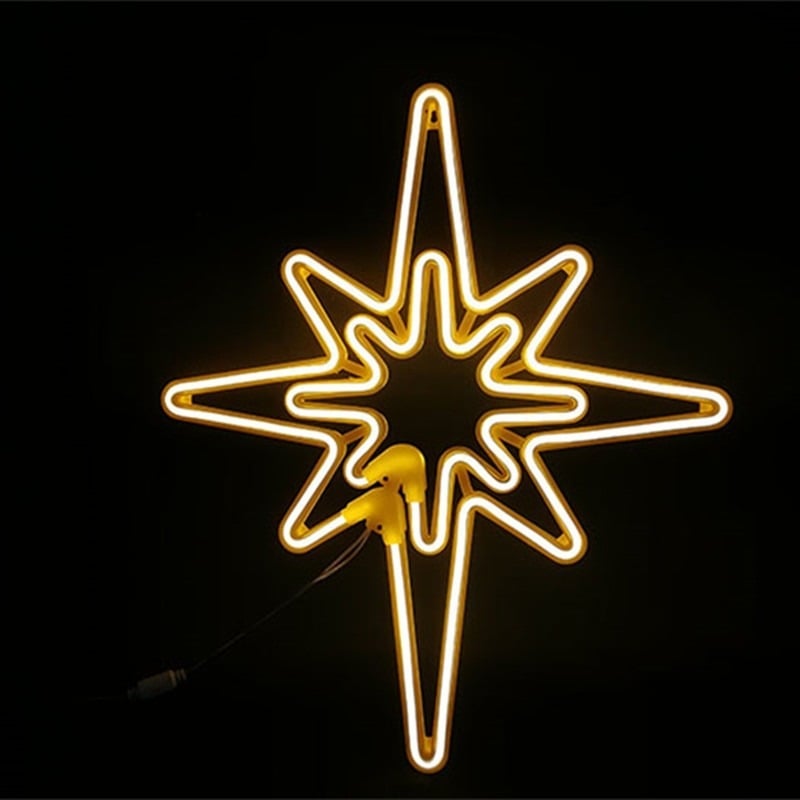 Polaris LED Νέον Φως — εξωτερικός διακοσμητικός λαμπτήρας, κρεμαστή λάμπα με οκτακτινο αστέρι για χριστουγεννιάτικη βραδιά