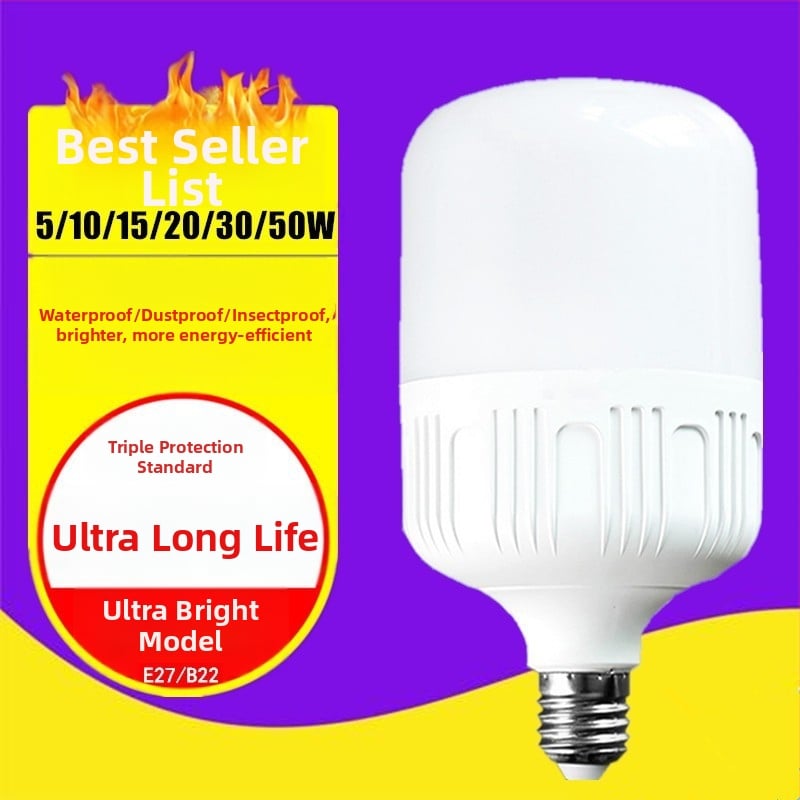 LED крушка E27, 5W, 10W, 15W, 20W, 30W, 45W, 65W, енергоспестяваща бяла светлина