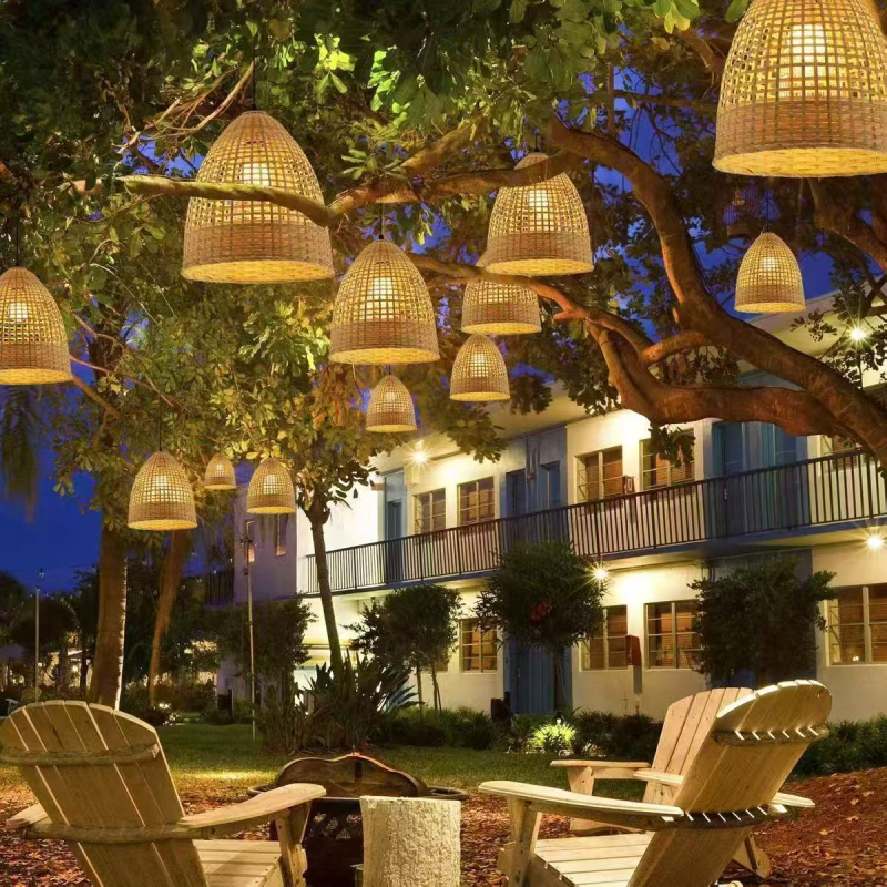 Vanjske viseće lampe za drveće s fenjerima u stilu bambusa, retro rasvjeta u novom kineskom stilu za drveće i krajolik