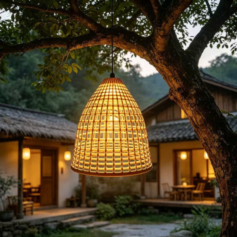 Vanjske viseće lampe za drveće s fenjerima u stilu bambusa, retro rasvjeta u novom kineskom stilu za drveće i krajolik