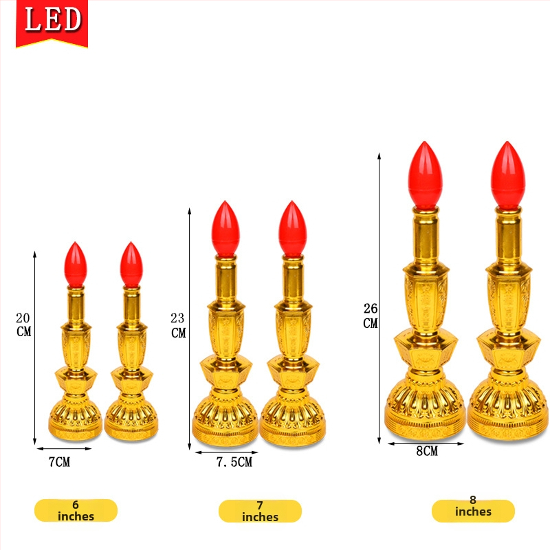 LED sviečková lampa Guanyin - elektrická sviečka pre domácnosť, napájanie z batérie/zásuvky, lampa Boha bohatstva