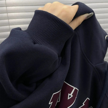 Női koreai street style kapucnis pulóver, fleece béléssel, oversized lazán szabott
