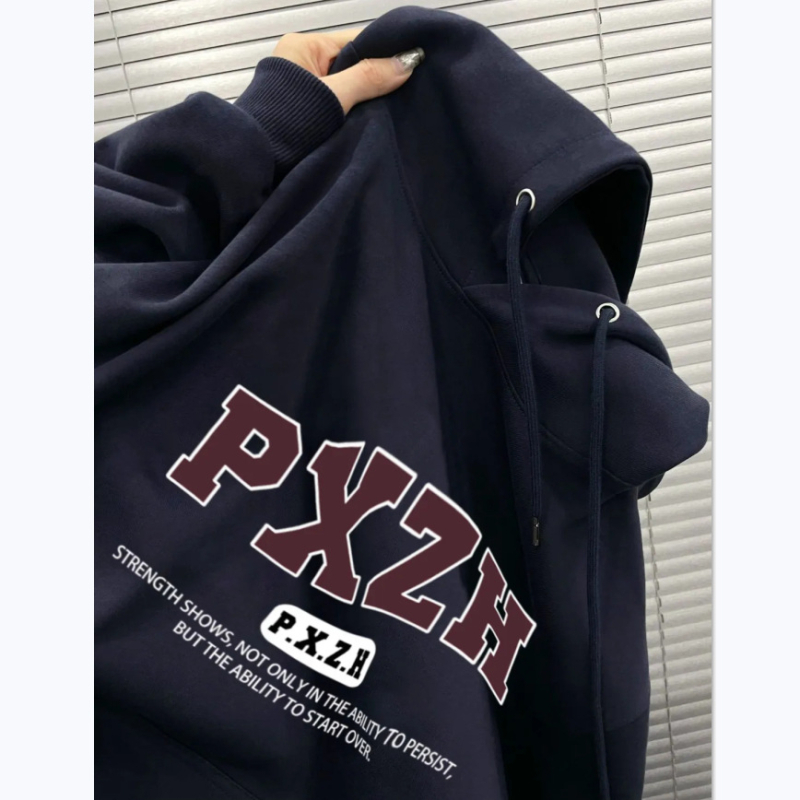 Női koreai street style kapucnis pulóver, fleece béléssel, oversized lazán szabott