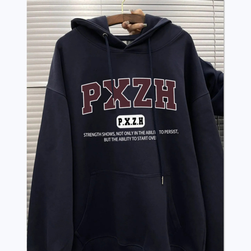 Női koreai street style kapucnis pulóver, fleece béléssel, oversized lazán szabott