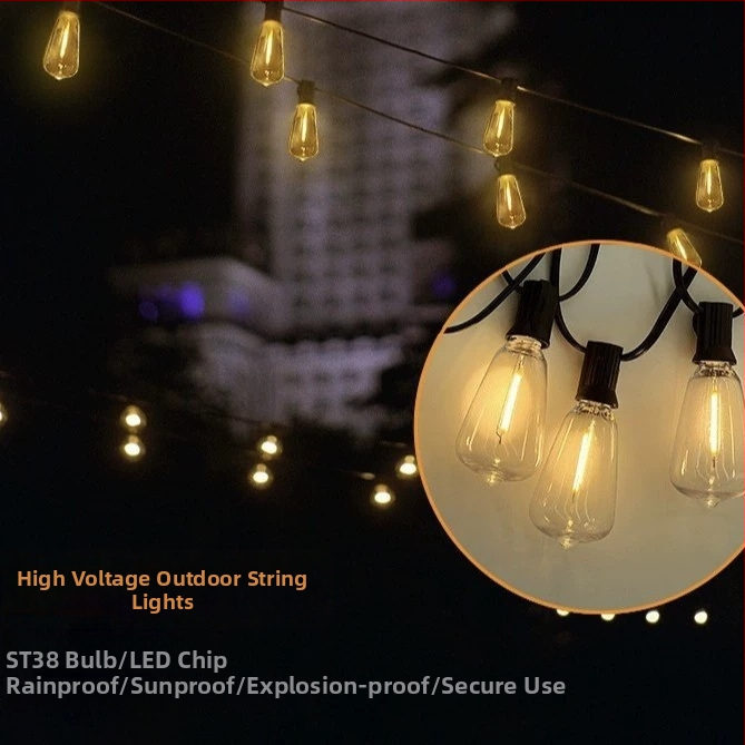 LED žiarovky ST38 – vonkajšie, vodotesné plastové, farebné, vhodné do záhrady, na kempovanie a na svadbu a festivalovú výzdobu
