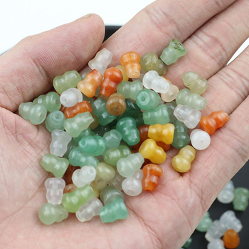 Természetes kő, 7×9 mm, aranyszál Jade zöld, Dongling multicolored, kis tök alakú gyöngy, DIY karkötő és hajcsat kiegészítők