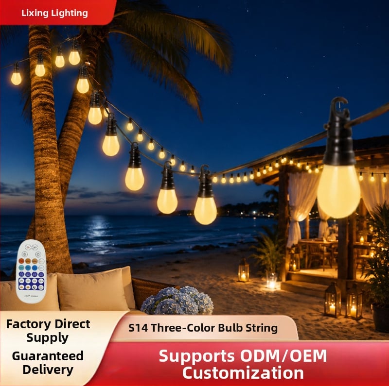 S14 LED φώτα σε σειρά με έλεγχο Bluetooth, εξωτερικός κήπος, διχρωματικού φωτισμού ατμόσφαιρας