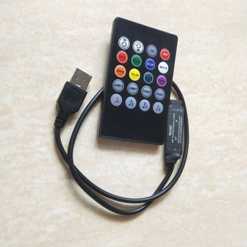Ovládač RGB podsvietenia USB TV, mini ovládač hudby, farebný LED pásik, 5V, 20-klávesové ovládanie hudby