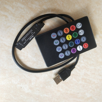 Ovládač RGB podsvietenia USB TV, mini ovládač hudby, farebný LED pásik, 5V, 20-klávesové ovládanie hudby