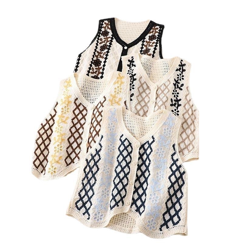Cardigan croșetat scurt cu model diamant, stil retro, pentru femei