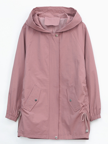 Palton casual cu glugă, lungime medie, pentru primăvară-toamnă, culoare solidă, amestec bumbac-nylon, croială lejeră, fermoar frontal, stil casual japonez-coreean