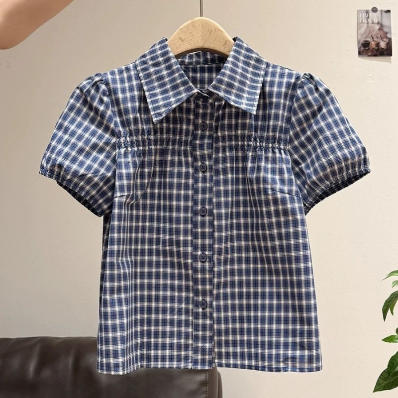 Női kockás pólóing, rövid ujjú, polo gallérral, nyári preppy stílusú, gombos elöl