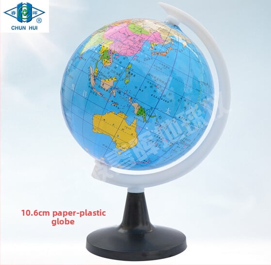 Chunhui 10,6 cm επιτραπέζιος παγκόσμιος χάρτης με βάση από χαρτί-πλαστικό, πολιτικές περιφέρειες με χειροποίητα αυτοκόλλητα