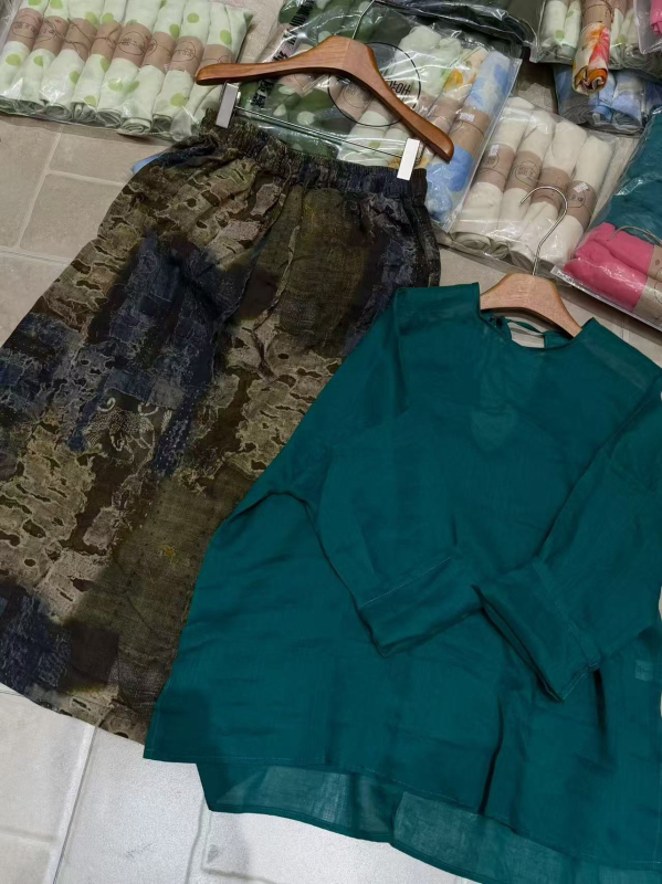 Nyári női hosszú szoknya, mintás, francia stílusú, lenvászon keverék, A-vonal, magas derék, csípőt karcsúsító, elegáns és laza viselet