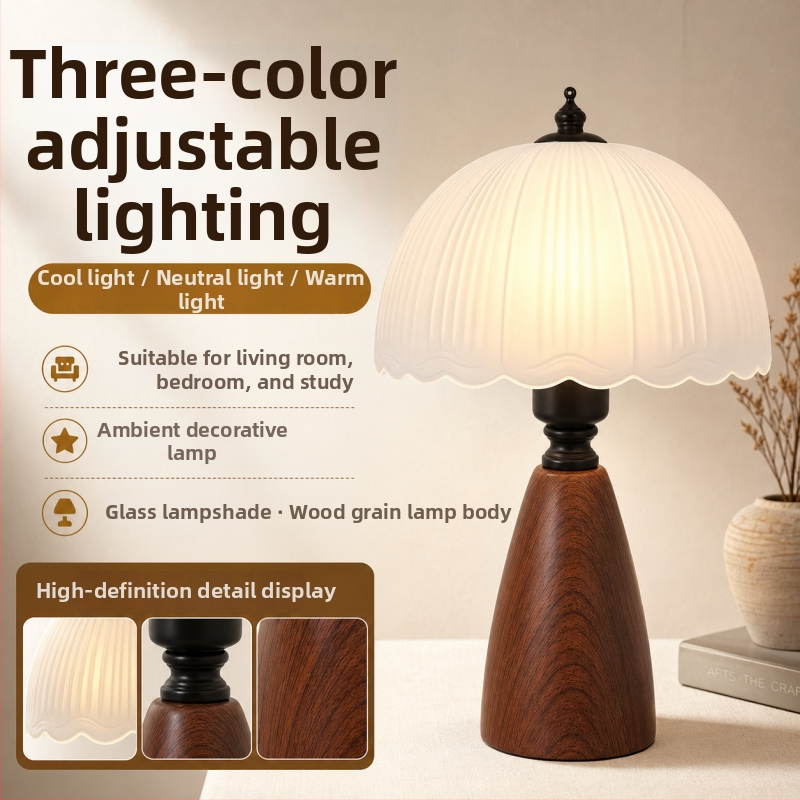 Stolová lampa inšpirovaná vintage štýlom s wabi-sabi, retro dizajn do spálne a pracovne, teplé dekoratívne nočné svetlo