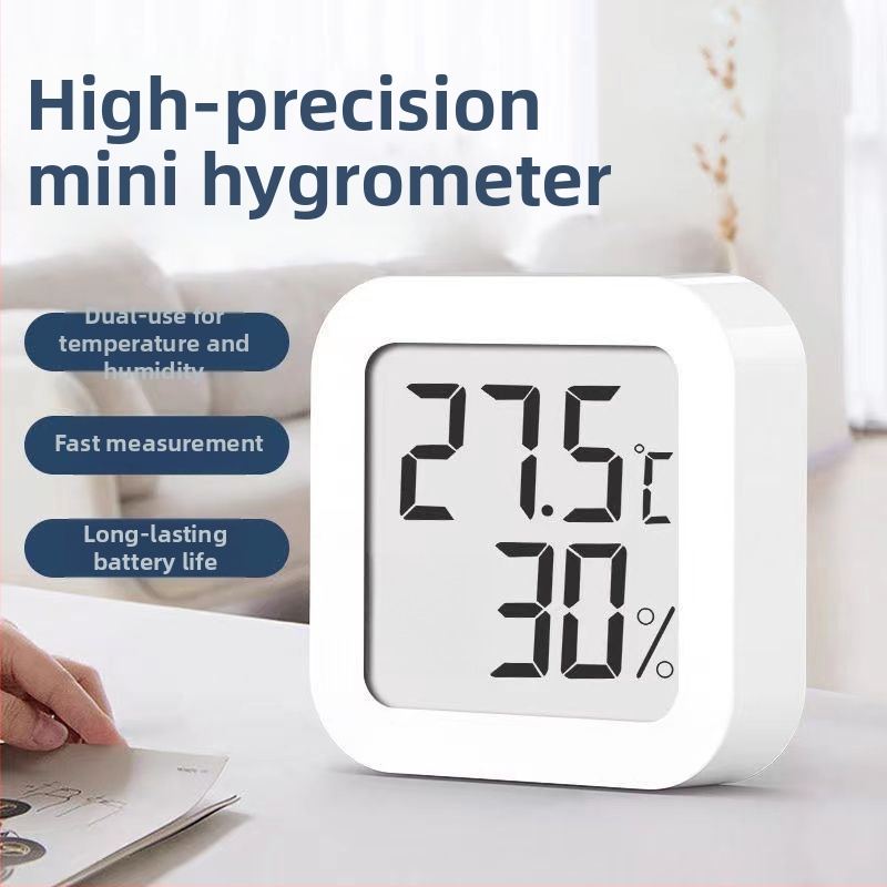 Vysoko presný elektronický interiérový teplomer a vlhkomer, kompaktný teplomer do detskej izby, nástenný s displejom pre suchý/vlhký režim
