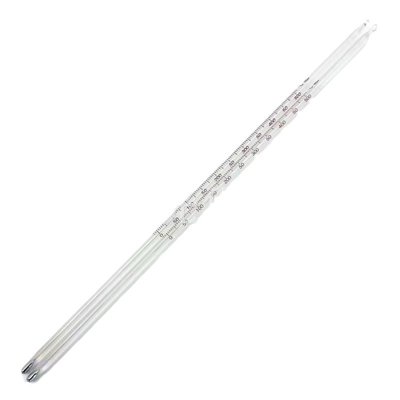 Magas hőmérsékletű higanyos hőmérő, kémiai laboratóriumi használatra, üveg rúd, 30 cm, 0–500 °C