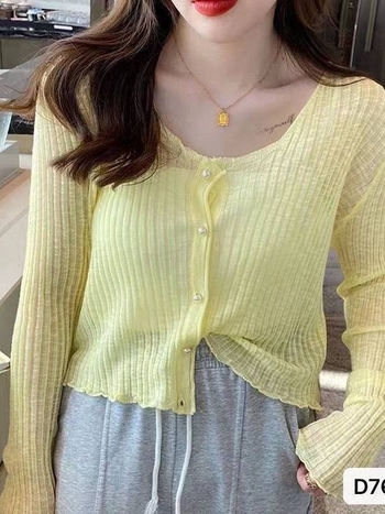 Női Ice Silk vékony kötött kardigán UV-védelemmel, könnyű nyári felső, 2023