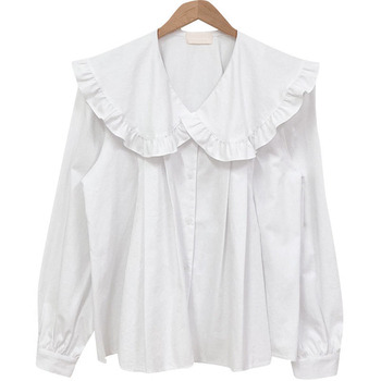 Női JK-uniformis hosszú ujjú ing, akadémikus stílusú japán retro, babagalléros