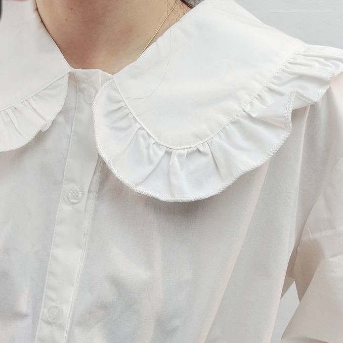 Női JK-uniformis hosszú ujjú ing, akadémikus stílusú japán retro, babagalléros