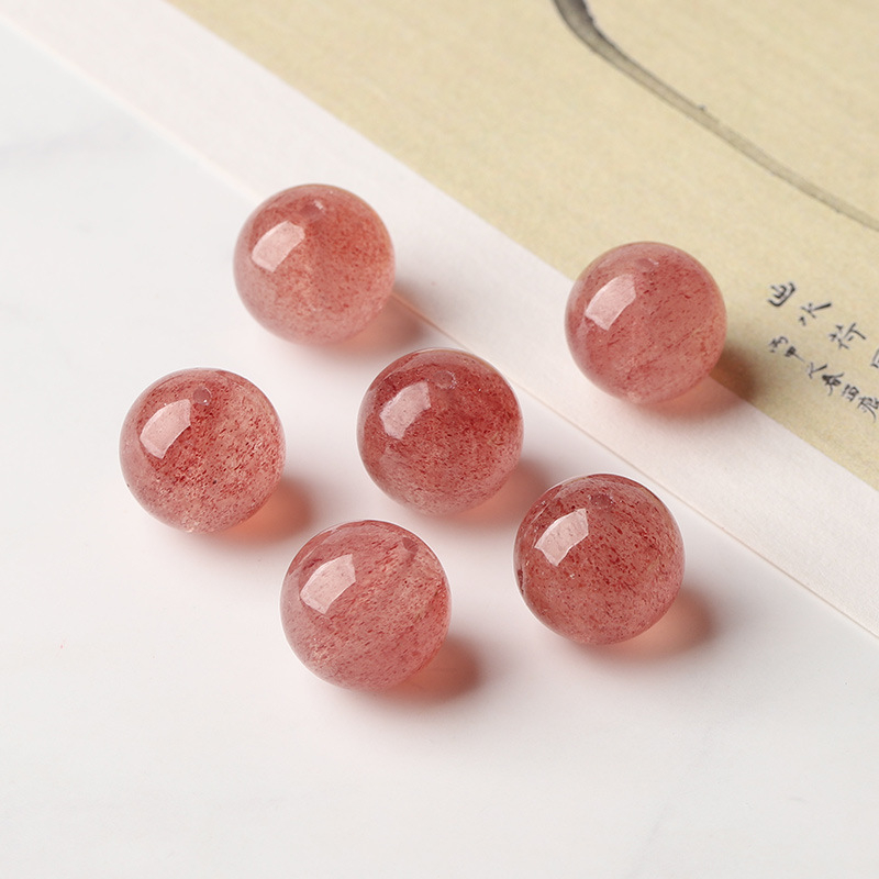 Természetes eperkvarc kerek gyöngyök, 8 mm, DIY ékszerekhez – gyöngyök karkötőkhöz és nyakláncokhoz