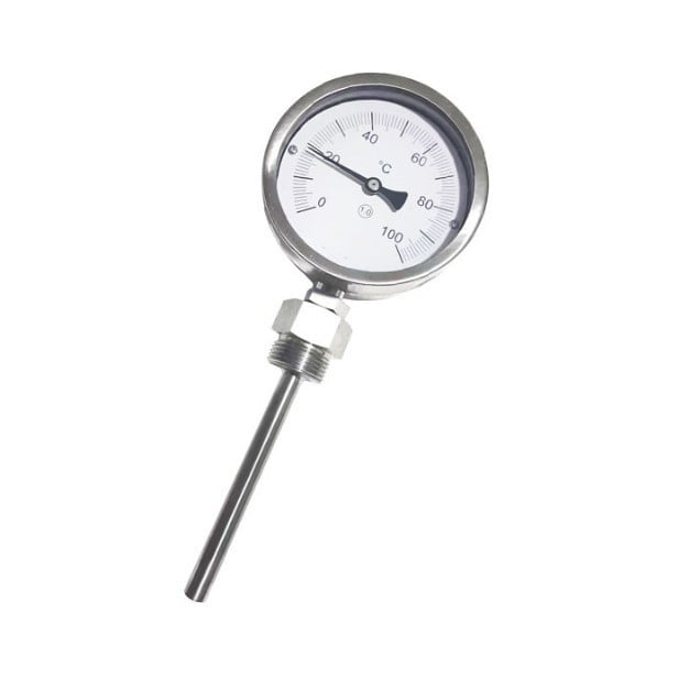 WSS-301 bimetál hőmérő, 0–100°C, 316L, Ø150×200 mm
