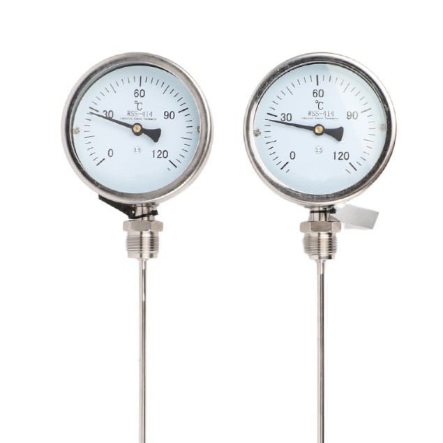 WSS-301 bimetál hőmérő, 0–100°C, 316L, Ø150×200 mm
