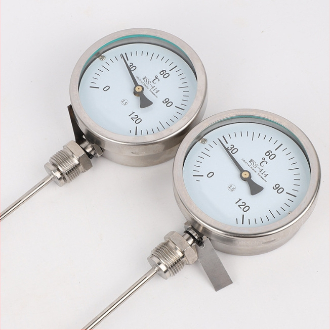 Bimetalový teplomer WSS-301, 0–100 °C, 316L, Ø150 × 200 mm