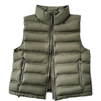 Vestă scurtă din puf-cotton pentru femei, ușoară, stil coreean, guler înalt, caldă și versatilă.
