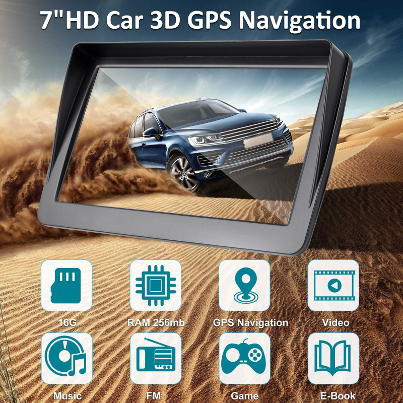 7-inčni GPS navigacijski uređaj s Type-C priključkom, modul sjenila i HD zaslon, auto dodatak