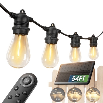 S14 ηλιακή εξωτερική αλυσίδα LED με φουσκωτές λαμπάκια για διακόσμηση κήπου, IP54 αδιάβροχο, με τηλεχειριστήριο