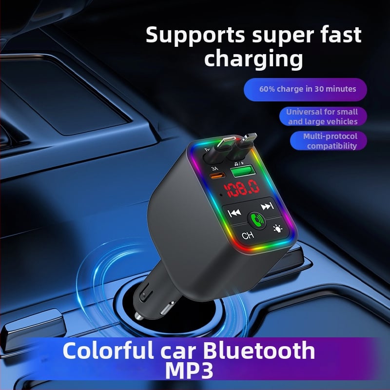 Auto MP3 player s FM Bluetoothom i atmosferskim svjetlom, 3-u-1 kabel za brzo punjenje