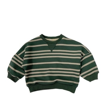 Pulover pentru copii, pe dungi, mâneci lungi, stil coreean de toamnă, guler rotund, top casual